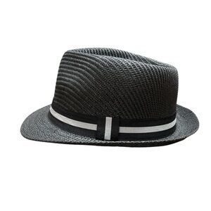 Henschel Black Stingy Brim Fedora Hat Trilby Pinch Front 100% Woven Paper Straw